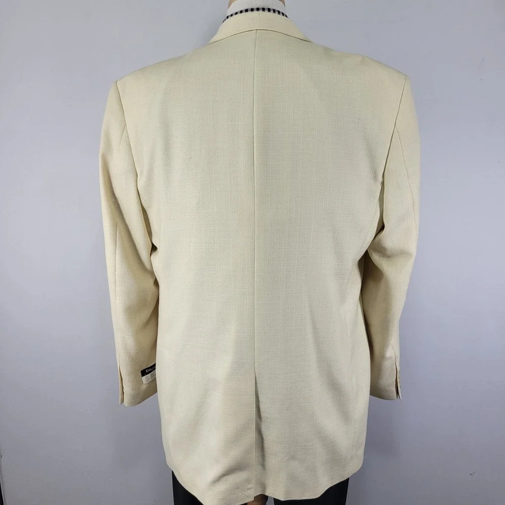 Kilburn Finch Men's‎ Sport Coat Blazer Two Button Ivory Polyester Blend 46L NEW